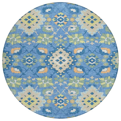 LOOMLAN Rugs Vespera Blue Washable Indoor-Outdoor Rug