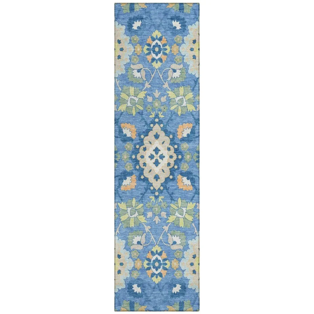 LOOMLAN Rugs Vespera Blue Washable Indoor-Outdoor Rug