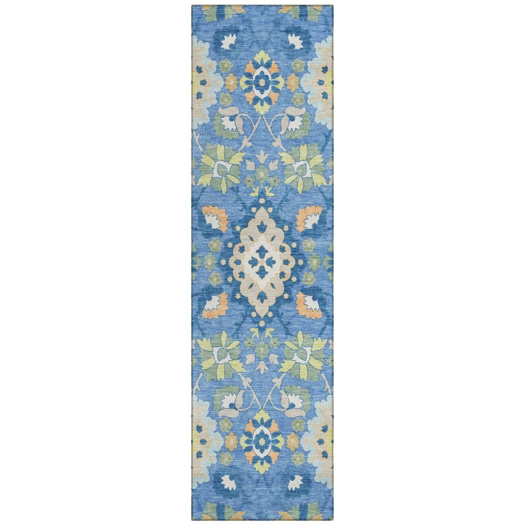 LOOMLAN Rugs Vespera Blue Washable Indoor-Outdoor Rug
