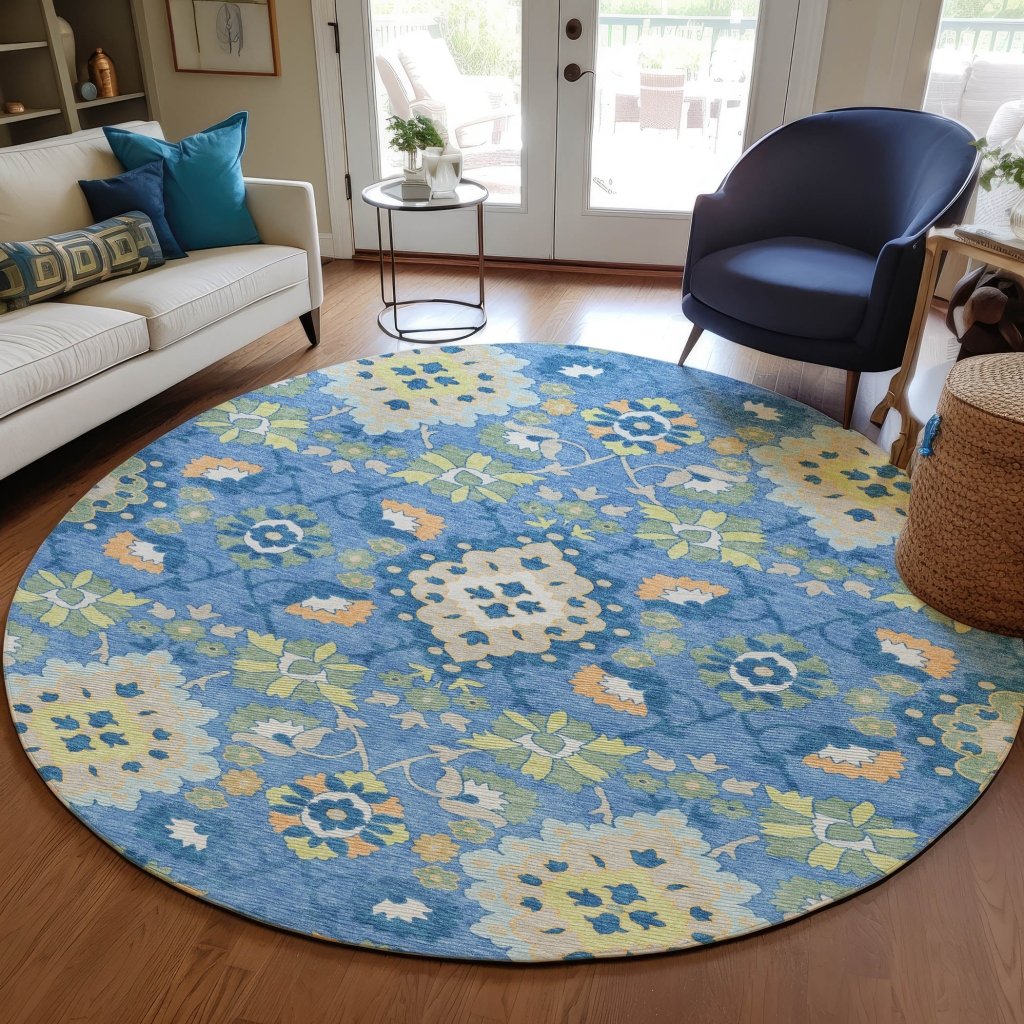 LOOMLAN Rugs Vespera Blue Washable Indoor-Outdoor Rug