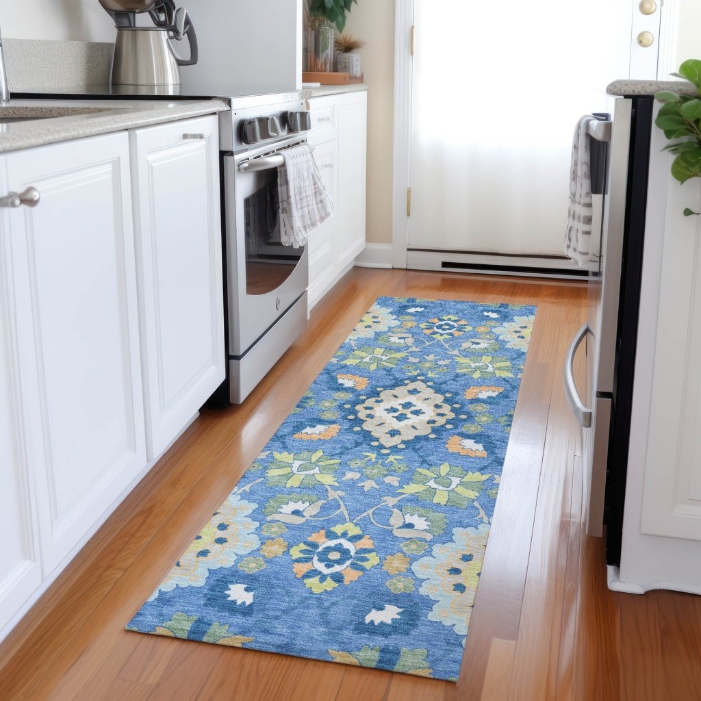 LOOMLAN Rugs Vespera Blue Washable Indoor-Outdoor Rug
