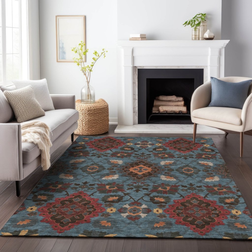 LOOMLAN Rugs Vespera Denim Washable Indoor-Outdoor Rug