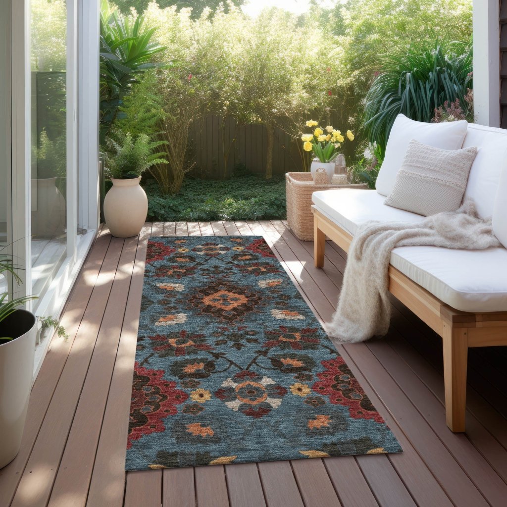LOOMLAN Rugs Vespera Denim Washable Indoor-Outdoor Rug