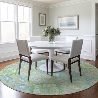 LOOMLAN Rugs Vespera Green Washable Indoor-Outdoor Rug