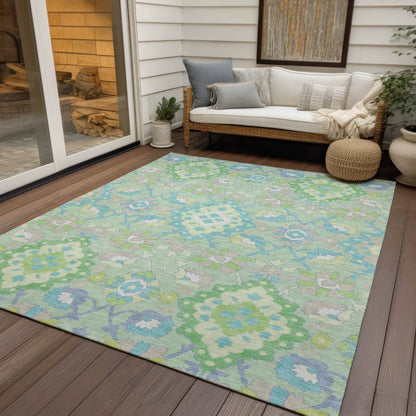 LOOMLAN Rugs Vespera Green Washable Indoor-Outdoor Rug