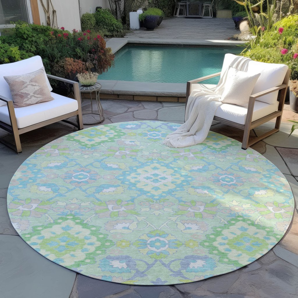 LOOMLAN Rugs Vespera Green Washable Indoor-Outdoor Rug