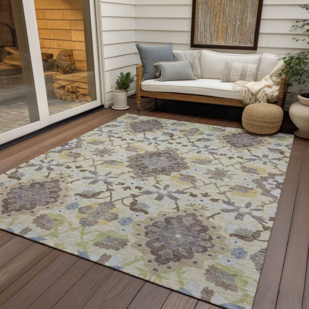 LOOMLAN Rugs Vespera Ivory Washable Indoor-Outdoor Rug