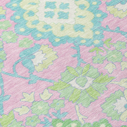LOOMLAN Rugs Vespera Pink Washable Indoor-Outdoor Rug