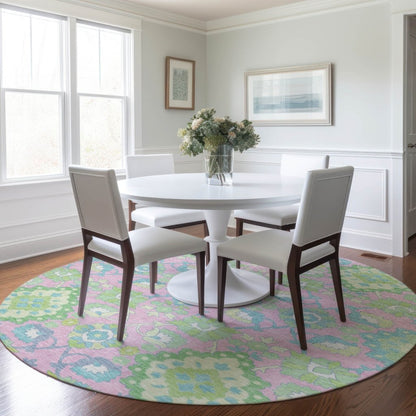 LOOMLAN Rugs Vespera Pink Washable Indoor-Outdoor Rug