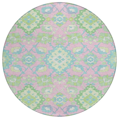 LOOMLAN Rugs Vespera Pink Washable Indoor-Outdoor Rug