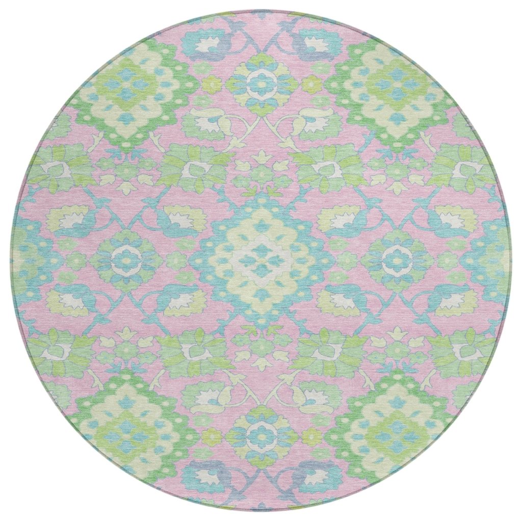LOOMLAN Rugs Vespera Pink Washable Indoor-Outdoor Rug