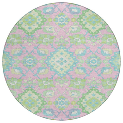 LOOMLAN Rugs Vespera Pink Washable Indoor-Outdoor Rug