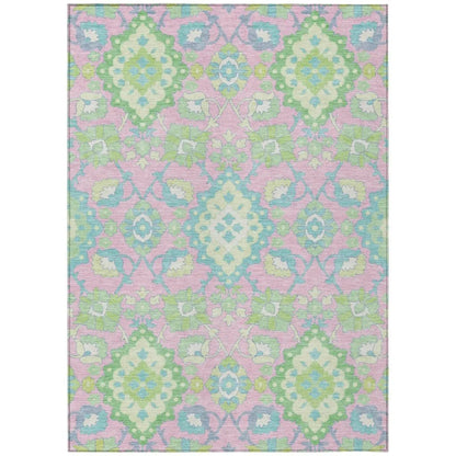 LOOMLAN Rugs Vespera Pink Washable Indoor-Outdoor Rug