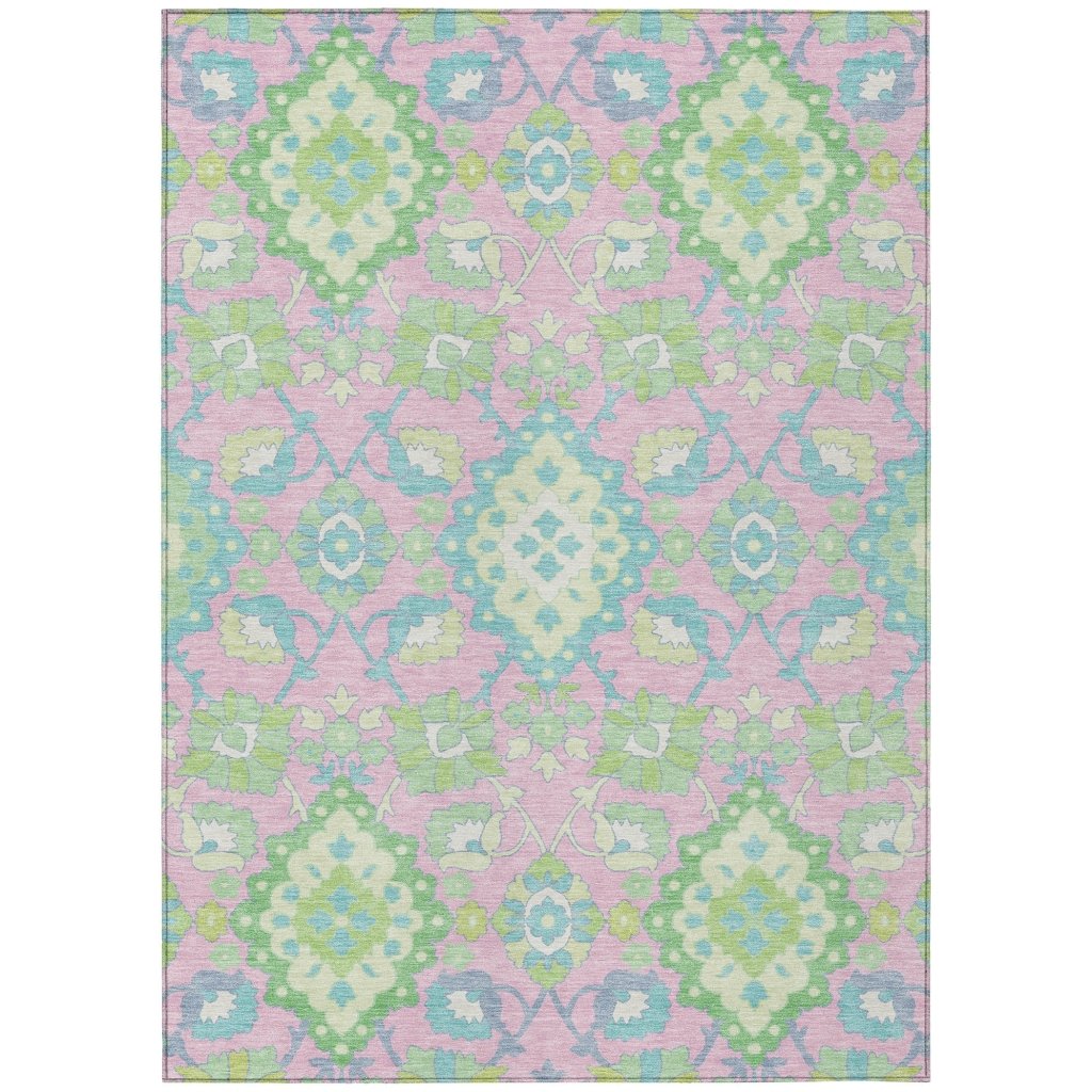LOOMLAN Rugs Vespera Pink Washable Indoor-Outdoor Rug