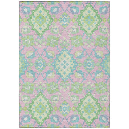 LOOMLAN Rugs Vespera Pink Washable Indoor-Outdoor Rug
