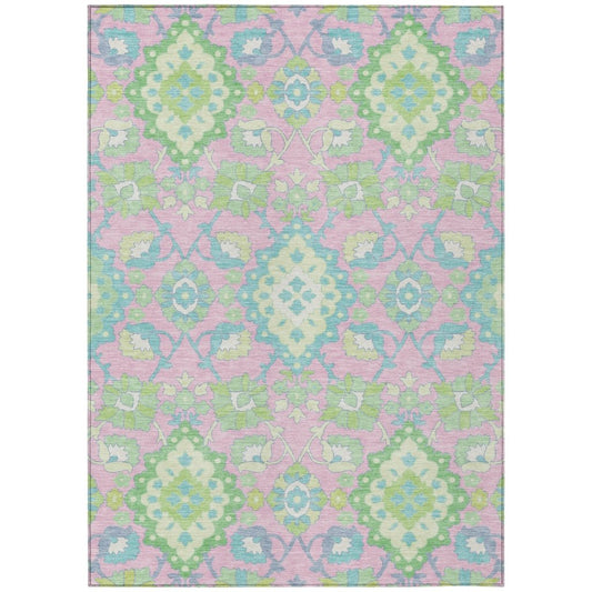 LOOMLAN Rugs Vespera Pink Washable Indoor-Outdoor Rug