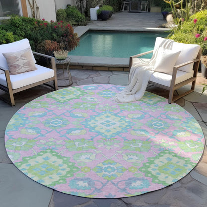 LOOMLAN Rugs Vespera Pink Washable Indoor-Outdoor Rug