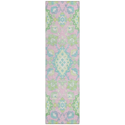 LOOMLAN Rugs Vespera Pink Washable Indoor-Outdoor Rug