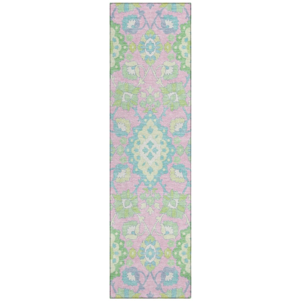 LOOMLAN Rugs Vespera Pink Washable Indoor-Outdoor Rug