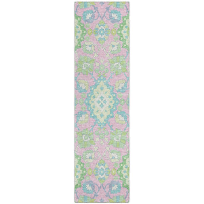 LOOMLAN Rugs Vespera Pink Washable Indoor-Outdoor Rug