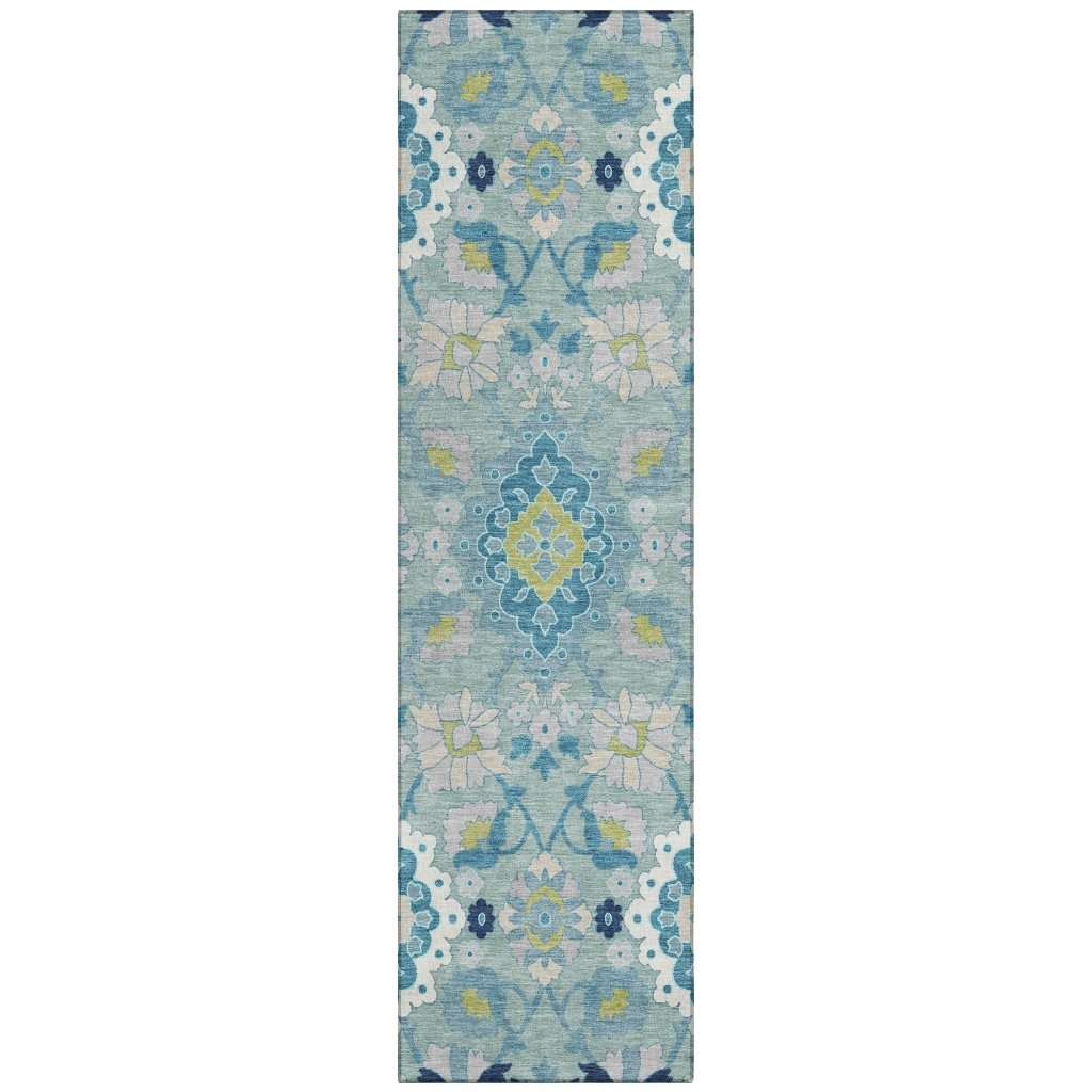 LOOMLAN Rugs Vespera Teal Washable Indoor-Outdoor Rug