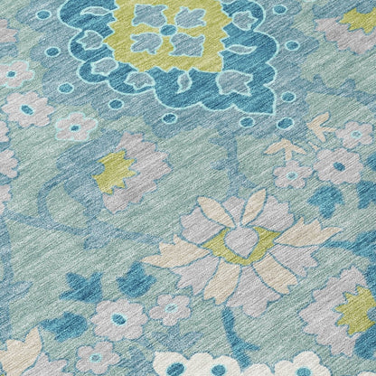 LOOMLAN Rugs Vespera Teal Washable Indoor-Outdoor Rug