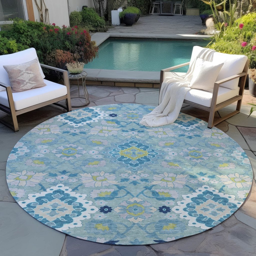 LOOMLAN Rugs Vespera Teal Washable Indoor-Outdoor Rug