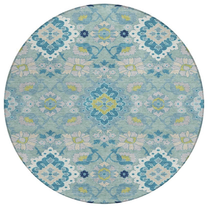 LOOMLAN Rugs Vespera Teal Washable Indoor-Outdoor Rug
