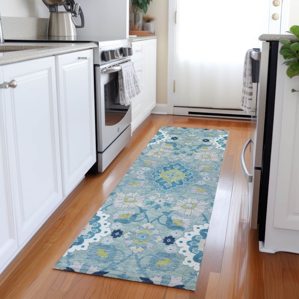 LOOMLAN Rugs Vespera Teal Washable Indoor-Outdoor Rug