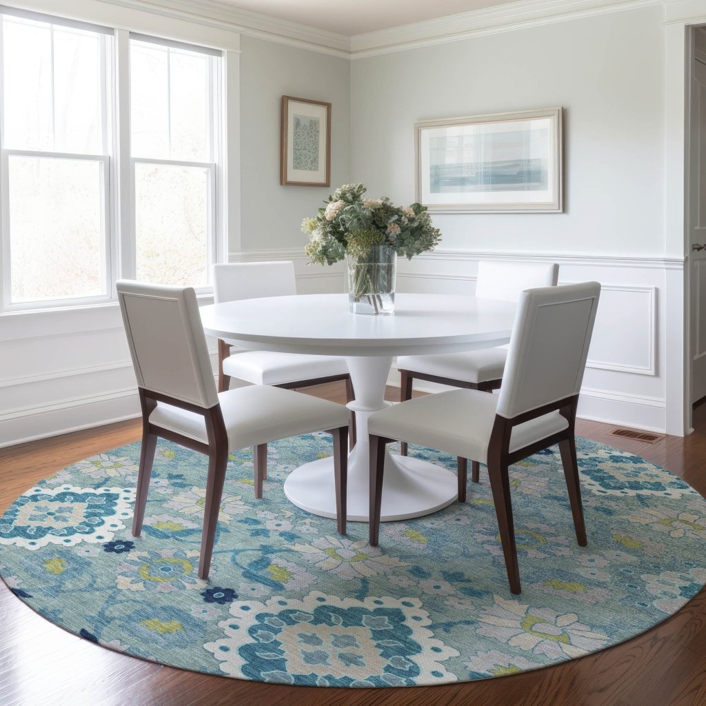 LOOMLAN Rugs Vespera Teal Washable Indoor-Outdoor Rug
