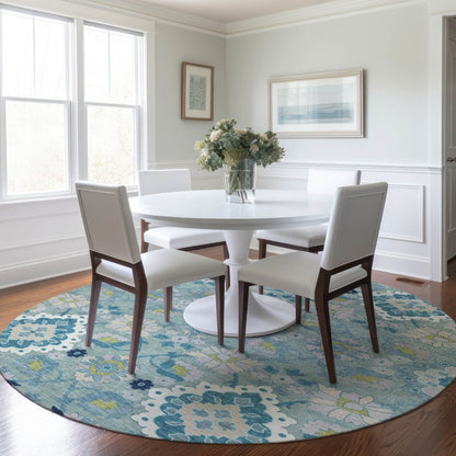 LOOMLAN Rugs Vespera Teal Washable Indoor-Outdoor Rug
