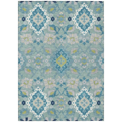 LOOMLAN Rugs Vespera Teal Washable Indoor-Outdoor Rug
