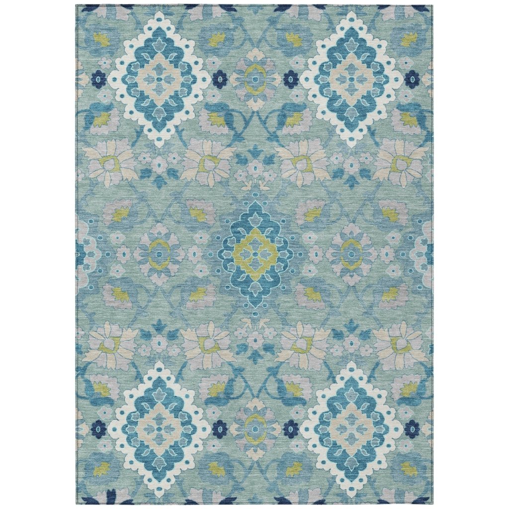 LOOMLAN Rugs Vespera Teal Washable Indoor-Outdoor Rug