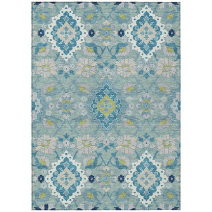 LOOMLAN Rugs Vespera Teal Washable Indoor-Outdoor Rug