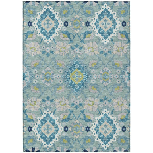 LOOMLAN Rugs Vespera Teal Washable Indoor-Outdoor Rug