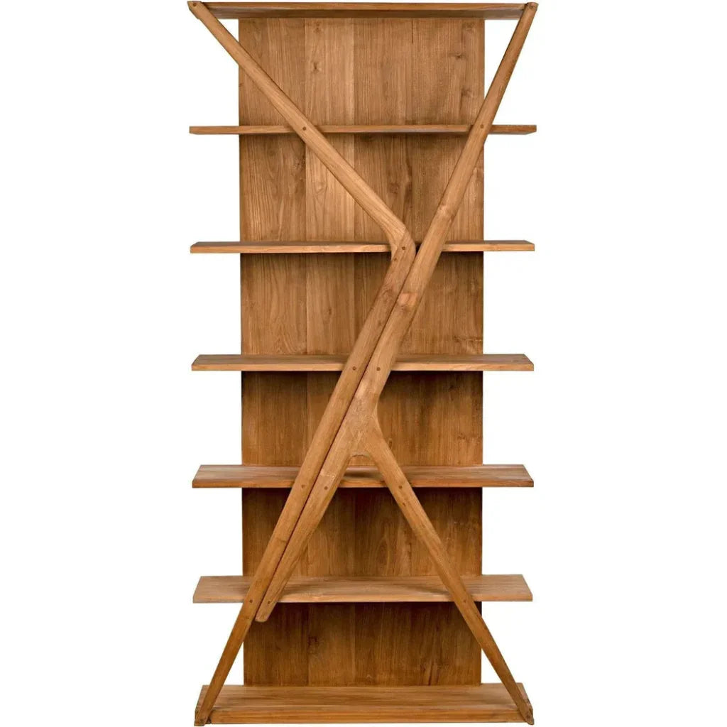 Noir Vetra Teak Wood Bookcase