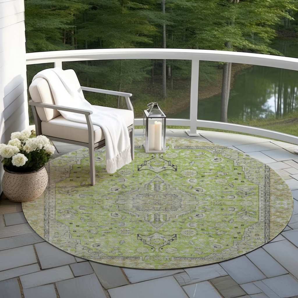 Vexira Green Washable Indoor - Outdoor Rug - LOOMLAN - LOOMLAN Rugs - Outdoor Rugs