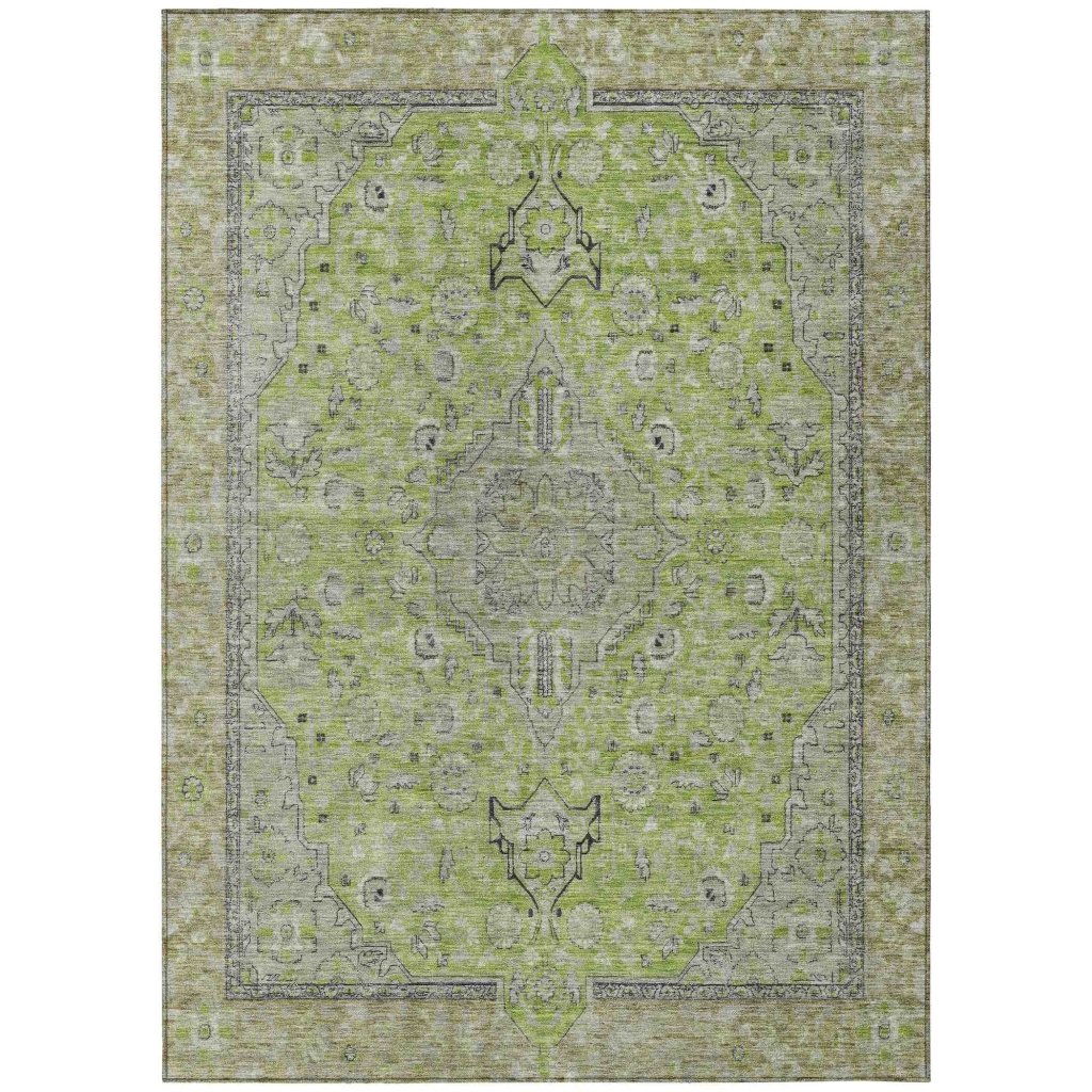 Vexira Green Washable Indoor - Outdoor Rug - LOOMLAN - LOOMLAN Rugs - Outdoor Rugs