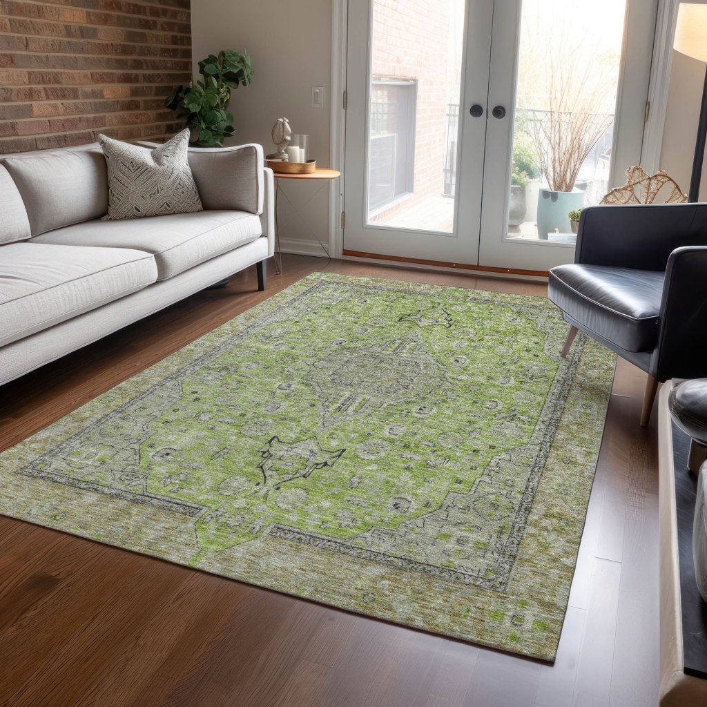 Vexira Green Washable Indoor - Outdoor Rug - LOOMLAN - LOOMLAN Rugs - Outdoor Rugs