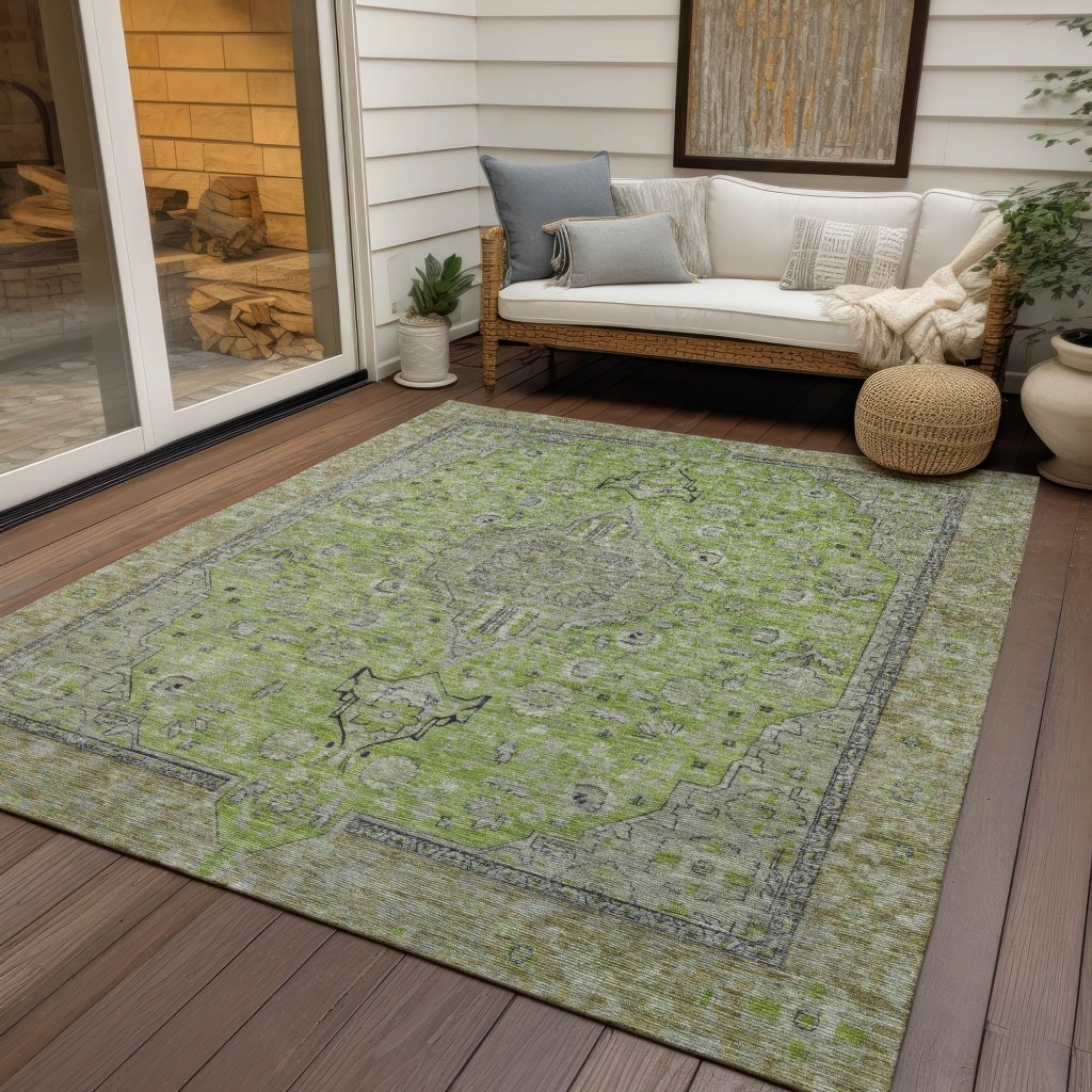 Vexira Green Washable Indoor - Outdoor Rug - LOOMLAN - LOOMLAN Rugs - Outdoor Rugs