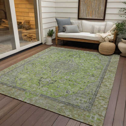 Vexira Green Washable Indoor - Outdoor Rug - LOOMLAN - LOOMLAN Rugs - Outdoor Rugs