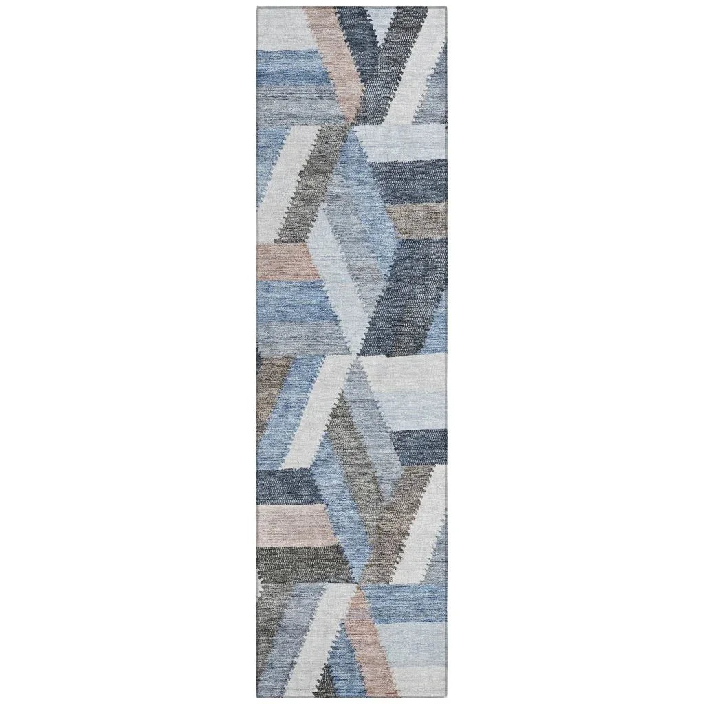 Viella Blue Washable Indoor-Outdoor Rug