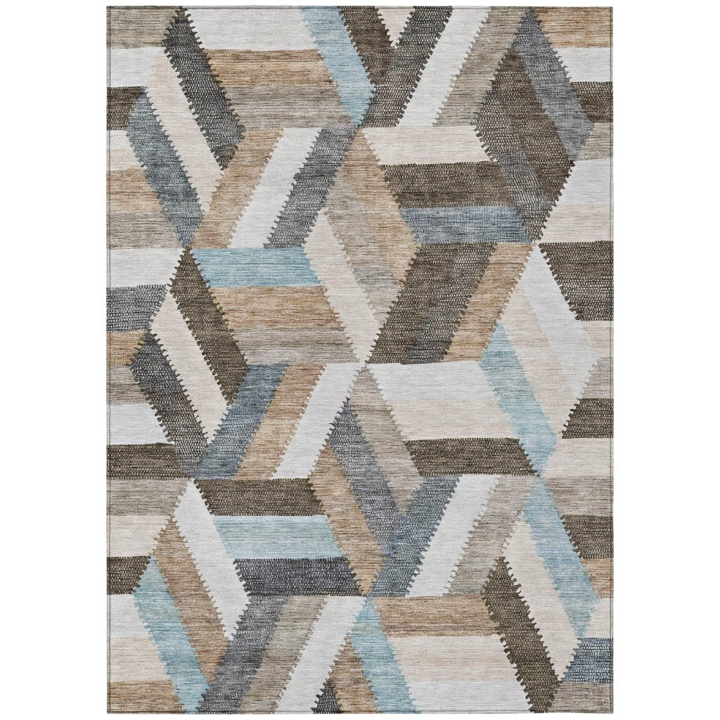 LOOMLAN Rugs Viella Brown Washable Indoor-Outdoor Rug