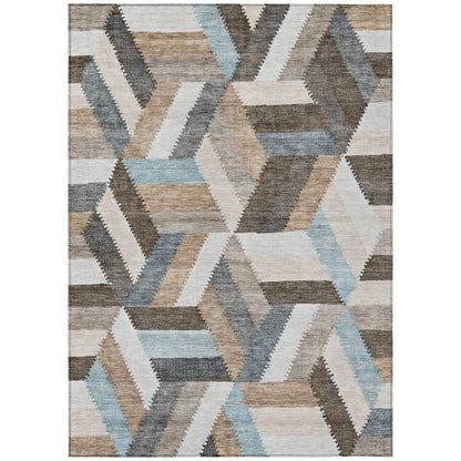 LOOMLAN Rugs Viella Brown Washable Indoor-Outdoor Rug