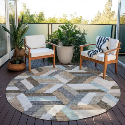 LOOMLAN Rugs Viella Brown Washable Indoor-Outdoor Rug