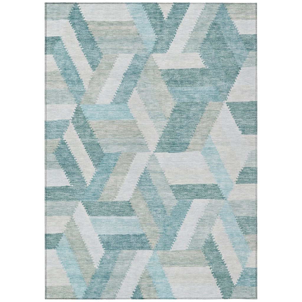 LOOMLAN Rugs Viella Teal Washable Indoor-Outdoor Rug