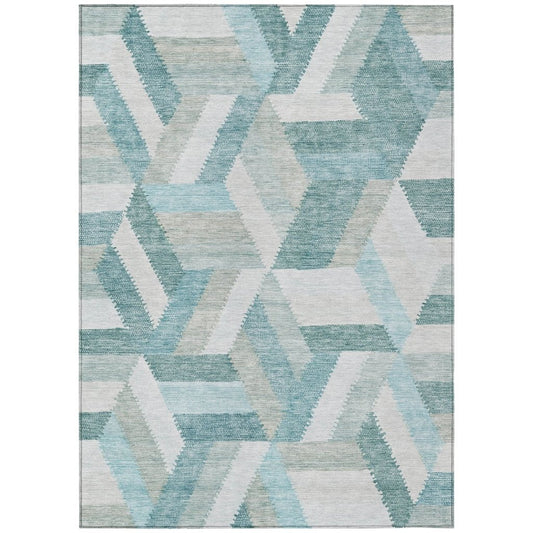 LOOMLAN Rugs Viella Teal Washable Indoor-Outdoor Rug