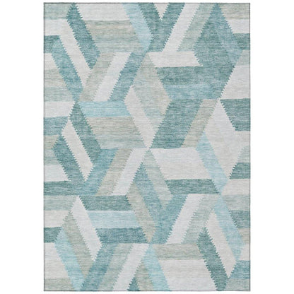 LOOMLAN Rugs Viella Teal Washable Indoor-Outdoor Rug