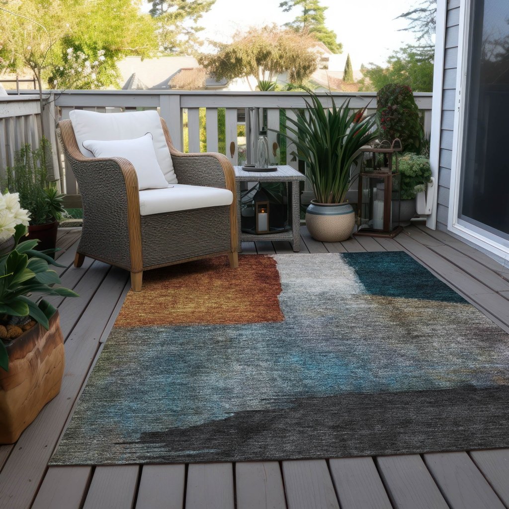 LOOMLAN Rugs Vienna Orange Washable Indoor-Outdoor Rug