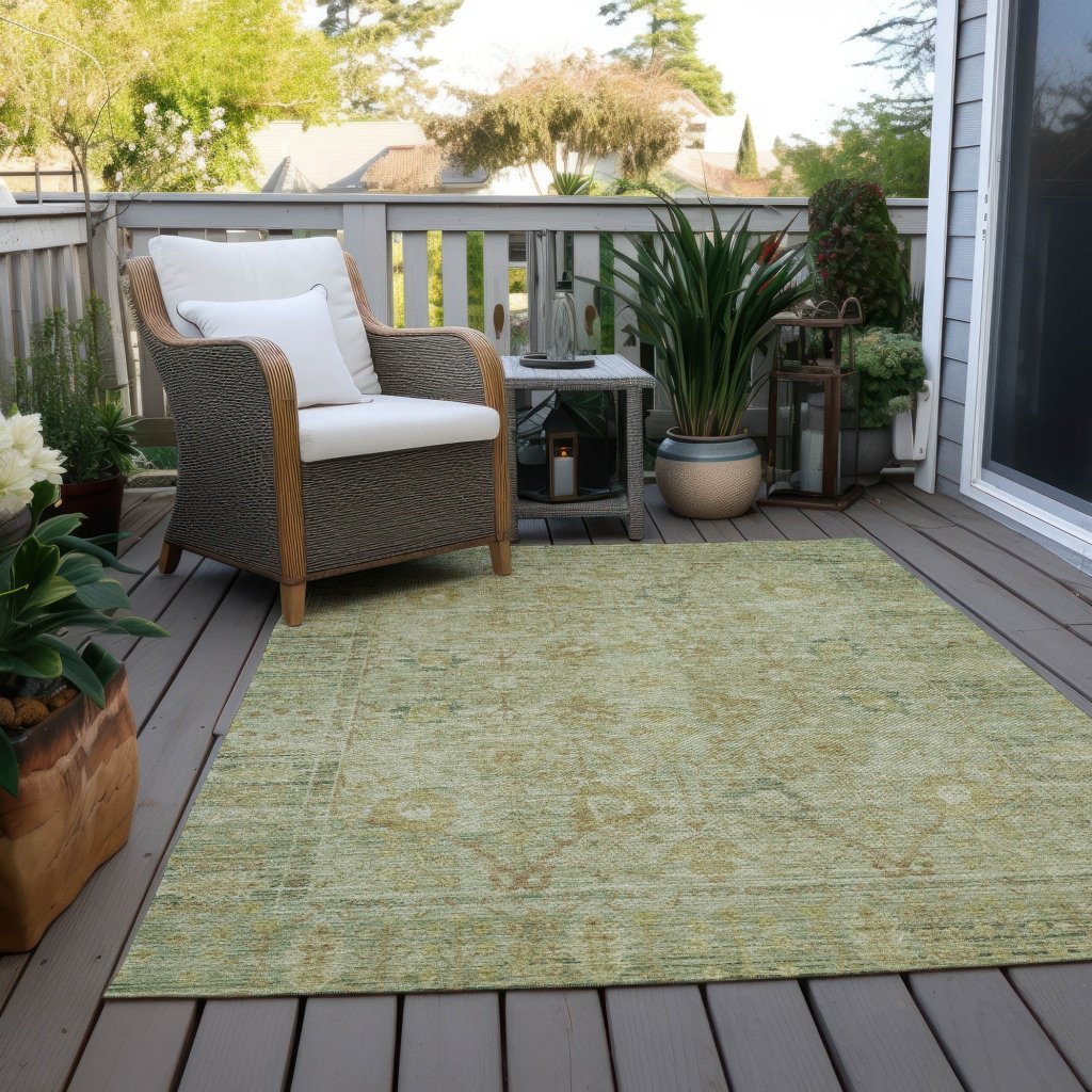 LOOMLAN Rugs Vilnius Green Washable Indoor-Outdoor Rug